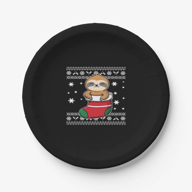 Prato De Papel Camiseta Clássica de Natal (Frente)