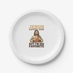 Prato De Papel Camiseta de Fé Vintage Engraçada Jesus Ama Você De
