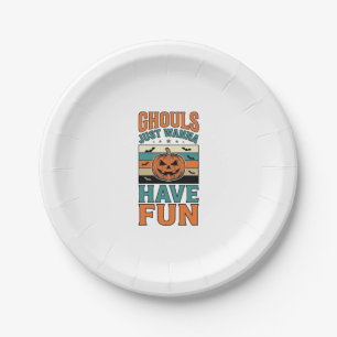 Prato De Papel Camiseta de Halloween dos Ghouls Antigos Querem se