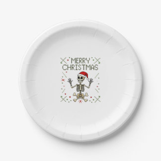 Prato De Papel Camiseta de Natal com Caveira Feia de Rock Gótico 