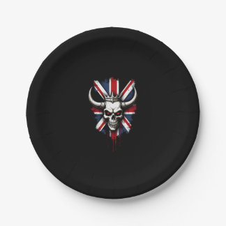 Prato De Papel Camiseta Premium Crânio Britânico Bandeira Inglate