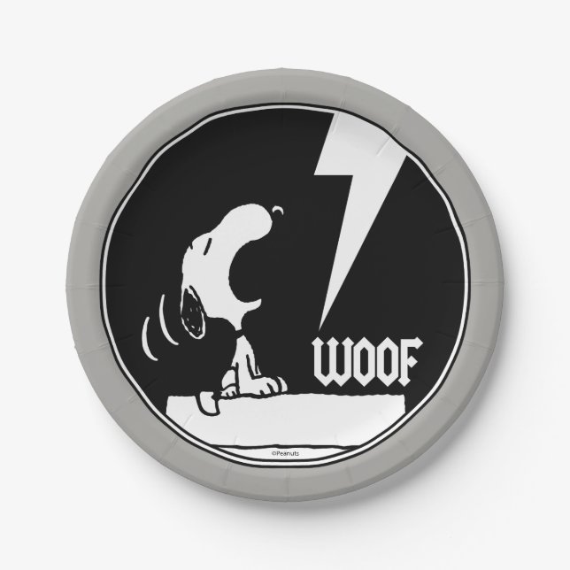 Prato De Papel Camisetas Rock | Snoopy Howling (Frente)