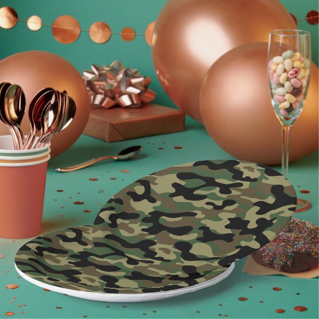 Prato De Papel Camuflagem Florestal  (Múltiplo)