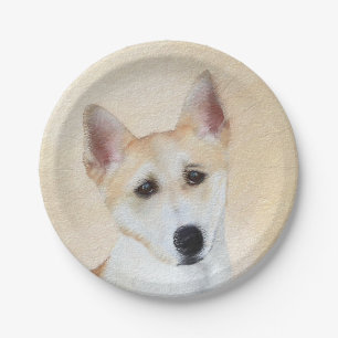 Prato De Papel Canaan Dog Painting - Arte de Cachorro Original