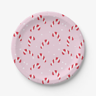 Prato De Papel Canas de Natal Rosa