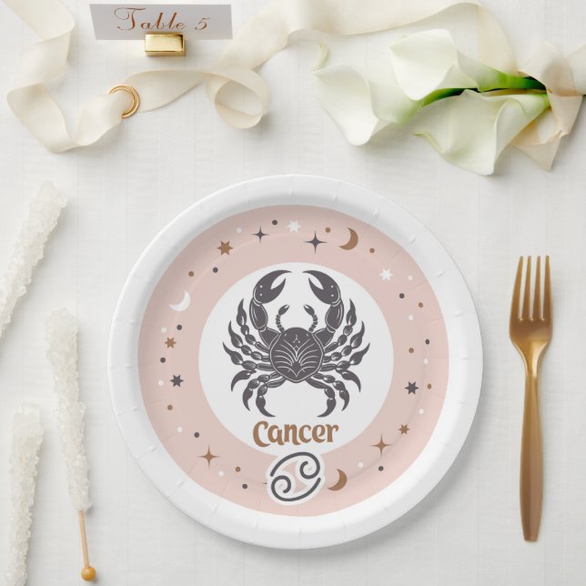 Prato De Papel Cancer de Sinal Zodiac (Casamento)
