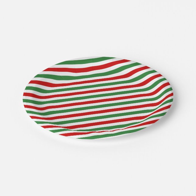 Prato De Papel Candy Cane Christmas Strips Red Green (Inclinado)