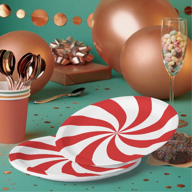 Prato De Papel Candy cane swirl (Múltiplo)