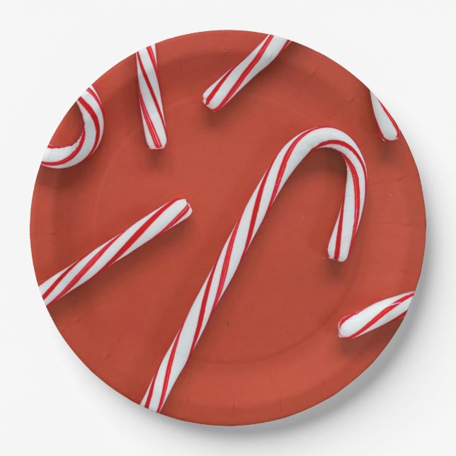 Prato De Papel Candy Canes (Frente)