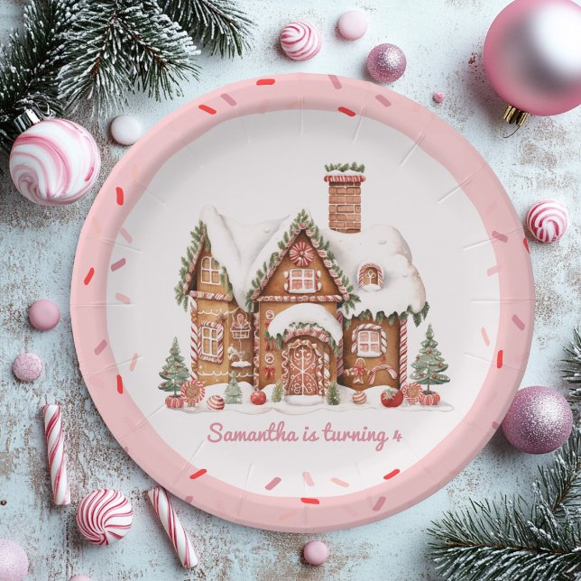 Prato De Papel "Candy Gingercake House Pink Birday (Criador carregado)