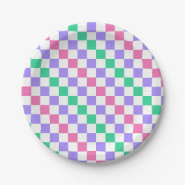 Prato De Papel Candy shop diagonal checkerboard pattern