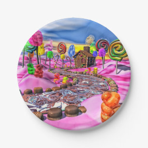 Prato De Papel Candyland cor-de-rosa -