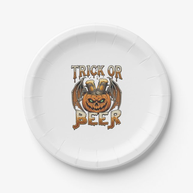 Prato De Papel Caneca de Asas de Esqueleto de Abóbora de Hallowee (Frente)