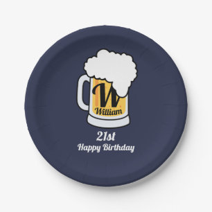 Prato De Papel Caneca de cerveja do esboço com monograma