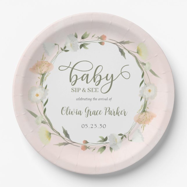 Prato De Papel Caneca De Flor Selvagem E Ver (Frente)