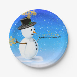 Prato De Papel Caneca de Natal da família personalizada com bonec