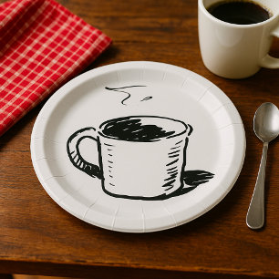 Prato De Papel Caneca Desenhada à Mão Esboço Minimalista