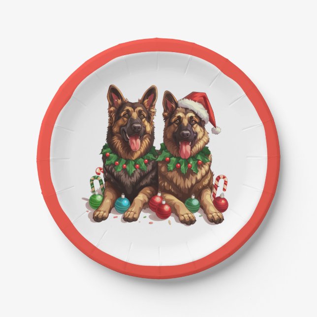 Prato De Papel Caninos de German shepherd de Natal (Frente)