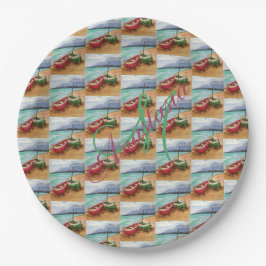 PRATO DE PAPEL CANOAS ESTRANHADAS NA FESTA MONOGRAMA DA PRAIA