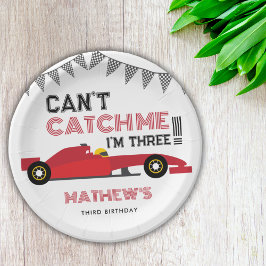Prato De Papel Can't Catch Me I'm Three Red Race Car 3 Birthday 