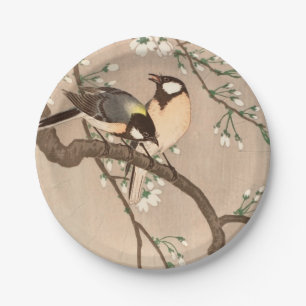 Prato De Papel Cantarilho de Chickadebird asiático japonês