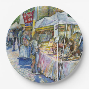 Prato De Papel Canto da Fazenda de Porcos Voadores e um Pouco de