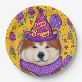 PRATO DE PAPEL CÃO AKITA