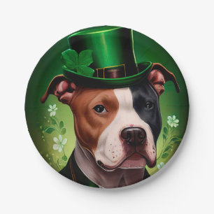 Prato De Papel Cão American Staffordshire no Dia de São Patrício