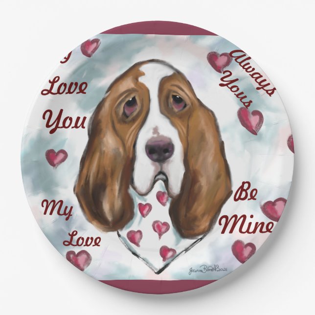 PRATO DE PAPEL CÃO BASSET (Frente)