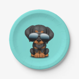 Prato De Papel Cão de filhote de cachorro bonito do Doberman que