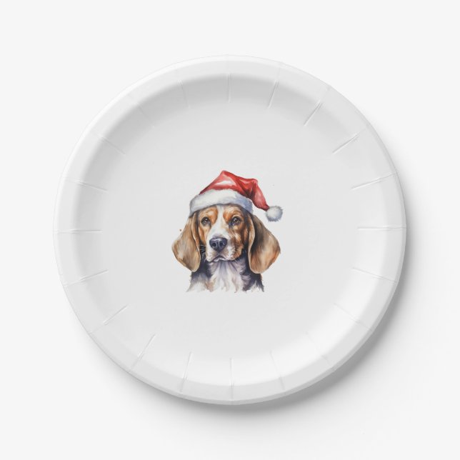 Prato De Papel Cão de Natal da Beagle (Frente)