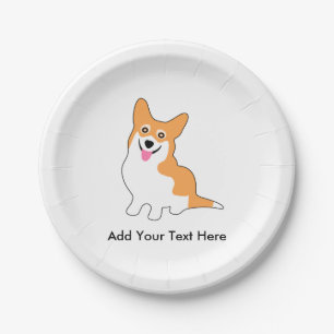Prato De Papel Cão de sorriso bonito do Corgi de Galês do