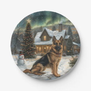 Prato De Papel Cão German shepherd de Natal