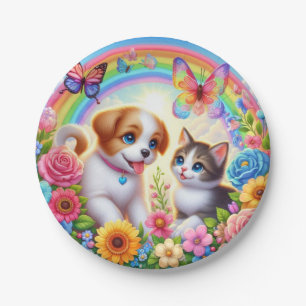 Prato De Papel Cãozinho/cachimbo/arco-íris de gatinho