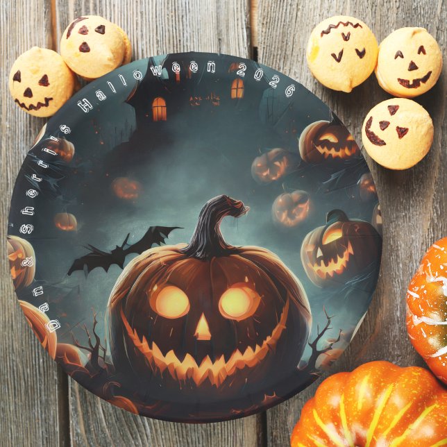 Prato De Papel Capas de Papelão para as Festas de Halloween (Hells Pumpkin Halloween Party Paper Plates)