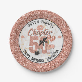 Prato De Papel Capítulo 50 Rosa Elegante Dourado 50º Aniversário