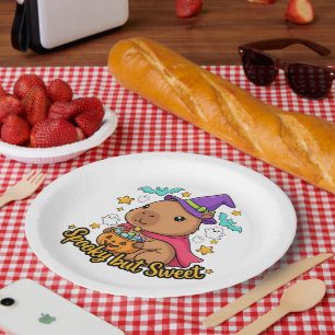 Prato De Papel Capivara Bruxa de Halloween Assustadora mas Doce