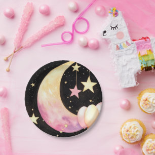 Prato De Papel Captivando Chá de fraldas Celestial de Aquarela