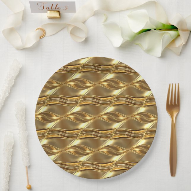 Prato De Papel Captivating gold pattern (Casamento)