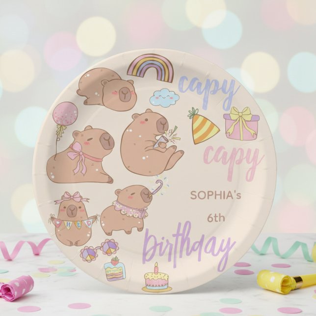 Prato De Papel Capy capy aniversário (Criador carregado)