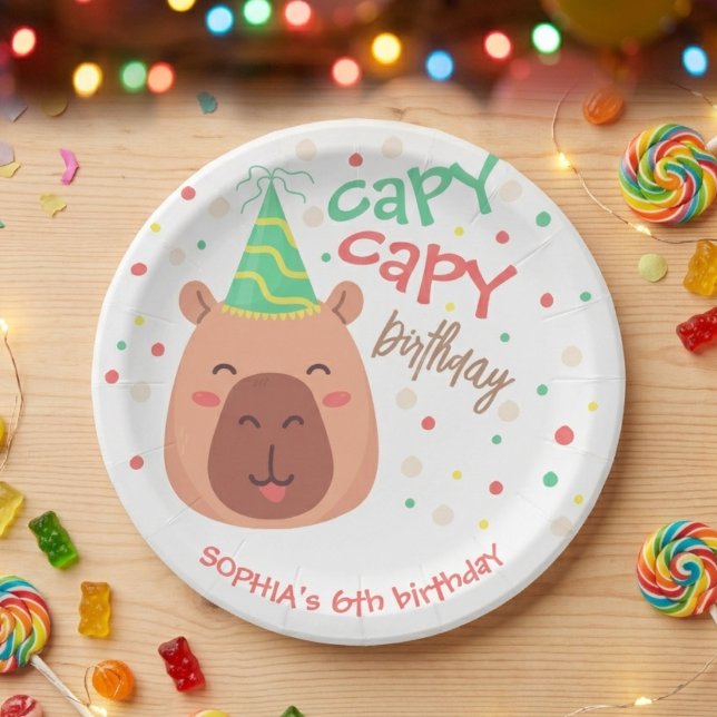 Prato De Papel Capy capy capybara birthday (Criador carregado)