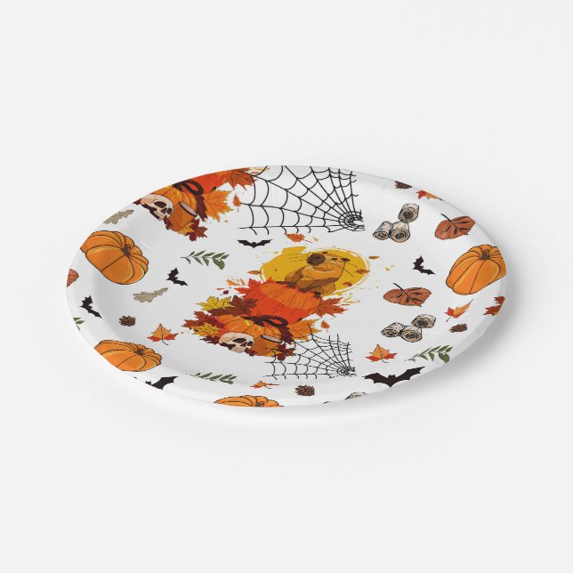 Prato De Papel Capybara Halloween. Bruxa Pumpkin. (Inclinado)
