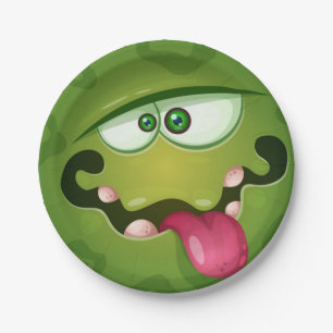 Prato De Papel Cara de monstro verde louco