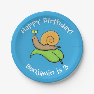Prato De Papel Caracol bonito e feliz numa ilustração de desenho 