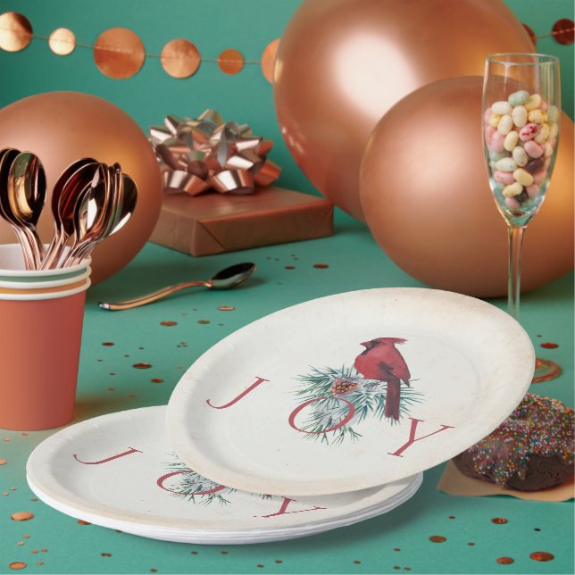 Prato De Papel Cardinal vintage personalizado Natal Férias  (Múltiplo)