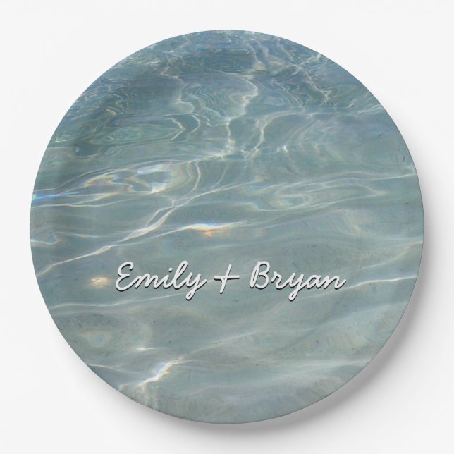 Prato De Papel Caribe Água Abstrato Natureza Azul (Frente)