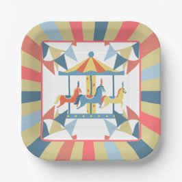 Prato De Papel Carousel Circus Birthday Plates