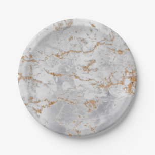 Prato De Papel Carrara Cinza branca mínima Dourada Marble Grungy
