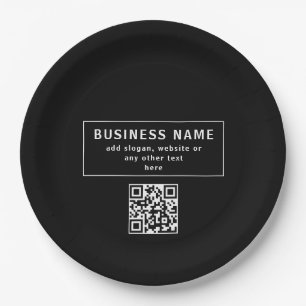 Prato De Papel Carregar código QR ou logotipo Preto Moderno