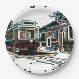 Prato De Papel Carrinho de rua TRC Neon no state Large Round Pape